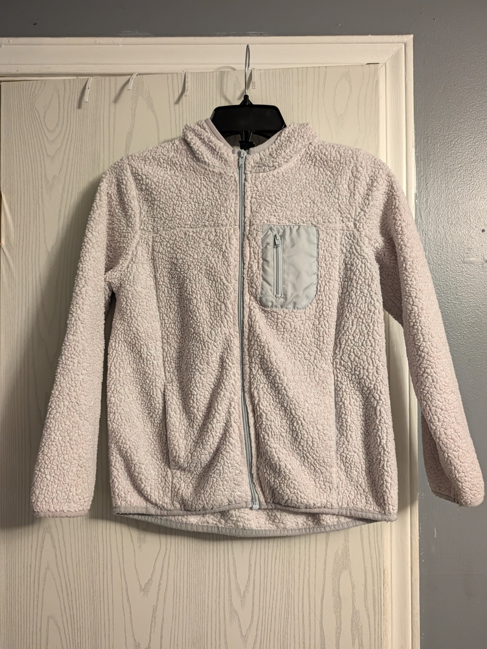 Xersion Kids Light Pink Sherpa Full-Zip Jacket with Pale Blue Pocket